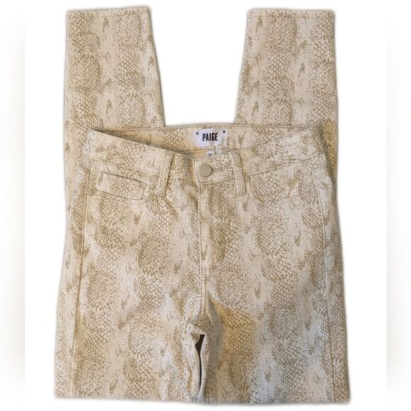 Paige Hoxton Ankle jeans, in Sonoran Snake print, cream & tan, sz 26 - Picture 2 of 9